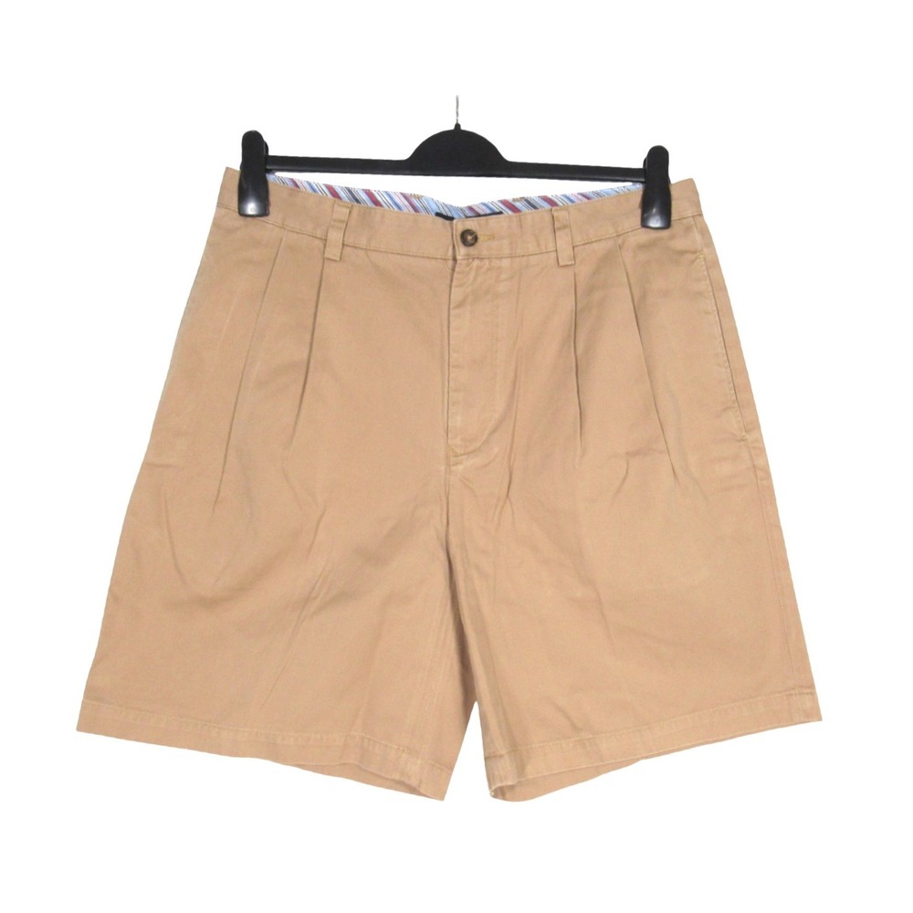 TOMMY HILFIGER Men's TWILL Pockets PLEATED Mid-Rise TAN Chino Shorts Sz 34